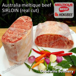 Beef Australia MELTIQUE SIRLOIN (real cut) brand HOKUBEE frozen portioned small roast cuts 4" +/- 1 kg/pc (price/kg) Striploin / New York Strip / Has Luar